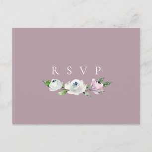 Pretty Mauve Floral Wedding RSVP Song Request Invitation Postcard