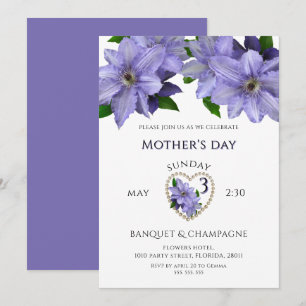 Pretty Mauve Flowers, Mother's Day Celebration Invitation