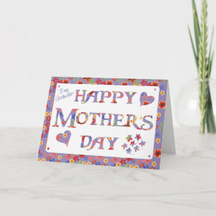 Pretty Mauve Granny Print Godmother Mother's Day Card