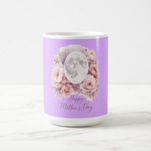 Pretty Mauve Moon Floral Mug 15oz – Gift for Mom