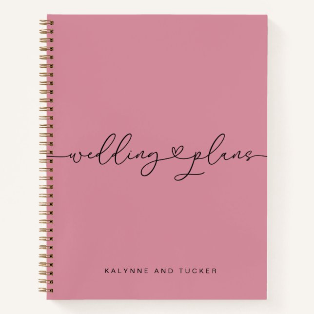 Pretty Mauve Pink Wedding Plans Heart Notebook (Front)