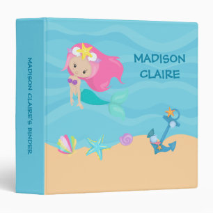 Pretty Mermaid Girl Custom Kids Beach Photo Album Binder