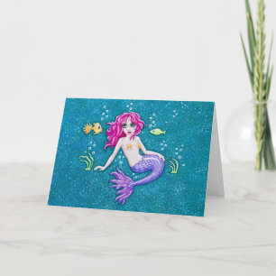 Pretty Mermaid greeting card by Soozie Wray