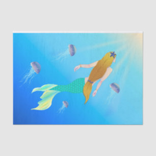 Pretty Mermaid Princess Swimming to Surface Tissue Paper