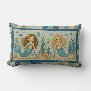Pretty Mermaid Quilt Lumbar Pillow