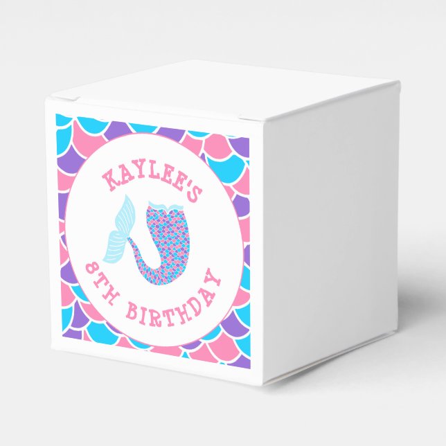 Pretty Mermaid Tail Girl Birthday Party Favor Box (Front Side)
