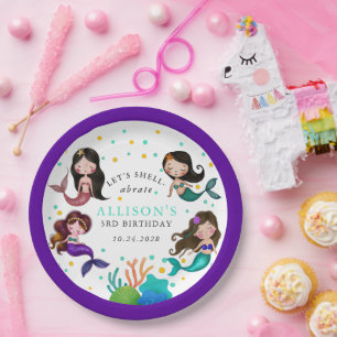 Pretty Mermaids Under the Sea Girls Birthday Paper Plate