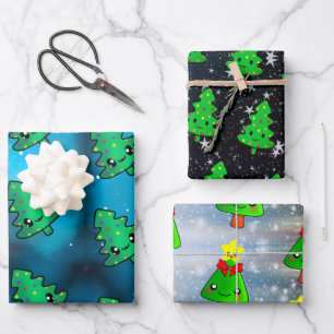 Pretty Merry Emerald Christmas Tree Theme Wrapping Paper Sheet