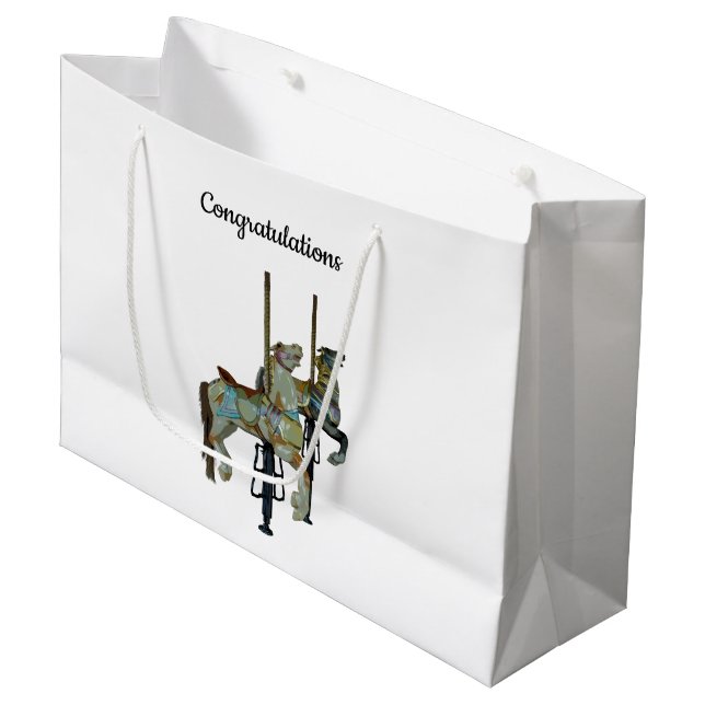 Pretty Merry Go Round Carousel Horses Gift Bag (Front Angled)