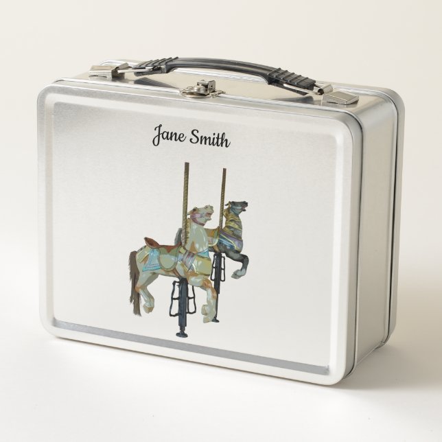 Pretty Merry Go Round Carousel Horses Lunch Box (Front)