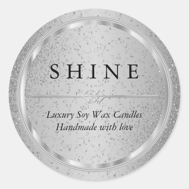 Pretty Metallic Silver and Silver Glitter Labels (Front)