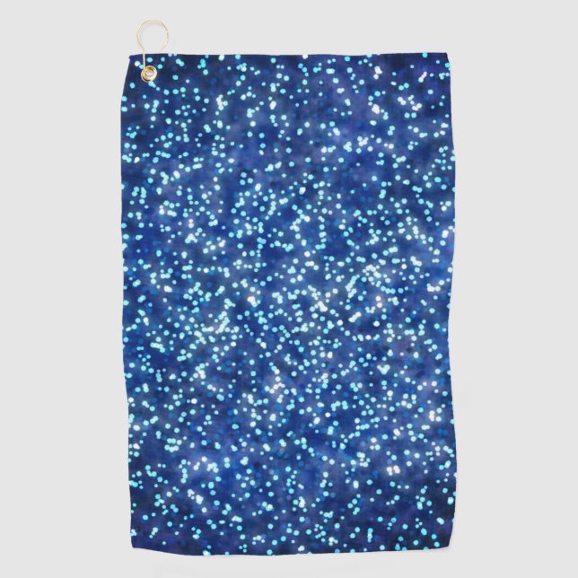 Pretty Midnight Blue Faux Glitter Design Golf Towel (Front)