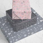 Pretty Minimal Christmas Holiday Pattern Wrapping Paper Sheet<br><div class="desc">An elegant modern minimal pink and grey Christmas tree patterned wrapping paper set for the holiday season.</div>