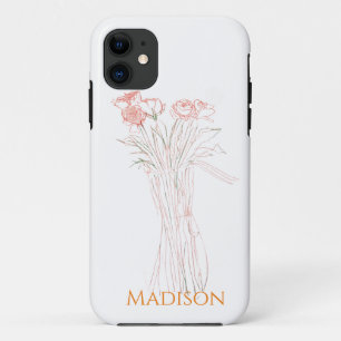 Pretty Minimal Modern Flower Outline For Women  iPhone 11 Case