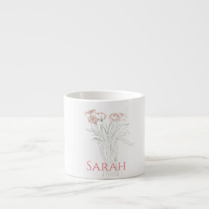 Pretty Minimal Modern Flower Outline For Women Espresso Cup