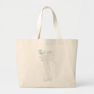Pretty Minimal Modern Flower Outline For Women  Large Tote Bag