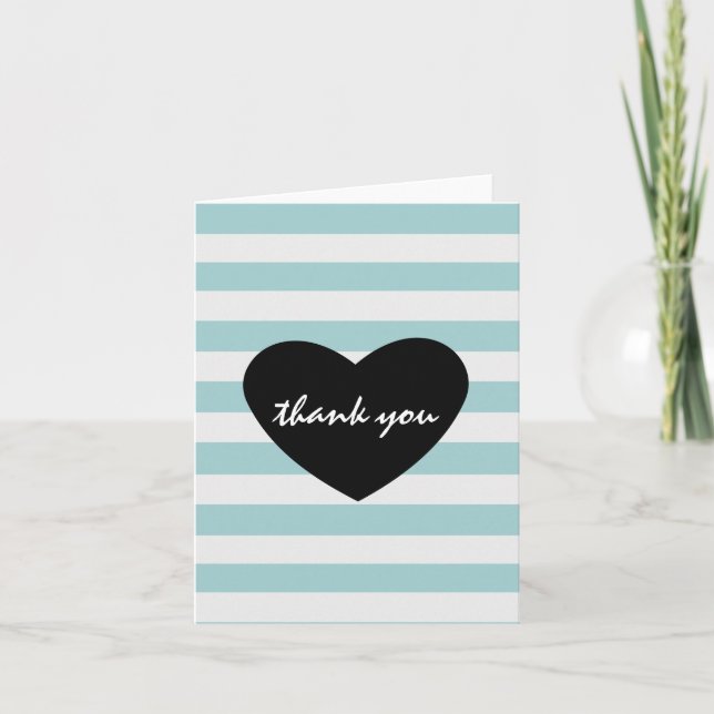Pretty Mint and White Stripes Thank You Heart (Front)
