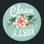 Pretty Mint Floral CLEAN DIRTY Dishwasher Magnet<br><div class="desc">You become the worst person in the world if you put dirty dishes in with clean ones. Now you can avoid that whole situation with an attractive mint floral magnet from BARBARIAN. //
 
 www.ifneedb.com // art for the wild-at-heart</div>