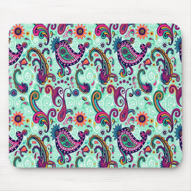 Pretty Mint Paisley Mouse Pad (Front)
