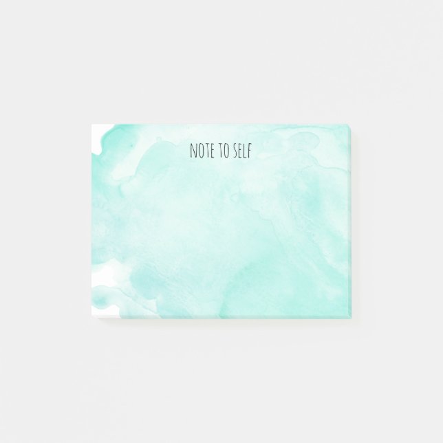 Pretty Mint Watercolor Note to Self (Front)