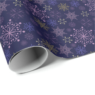Pretty Mix Snowflakes Pattern Wrapping Paper