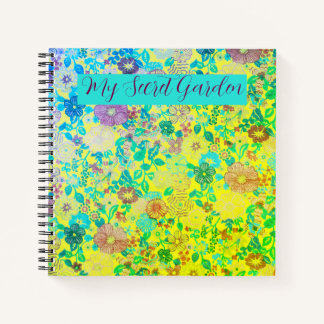 Pretty Mixed Floral Blues and Greens Notebook