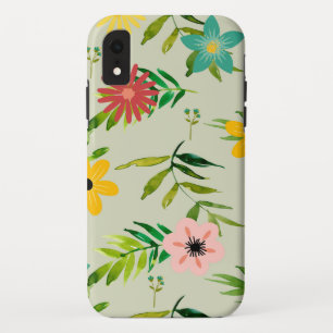 Pretty Mixed Flowers and Leaves iPhone XR Case