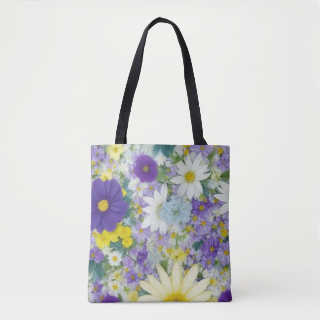 Pretty Mixed Flowers Tote Bag (Front)