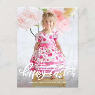 Pretty Modern Calligraphy Happy Easter Holiday Postcard
