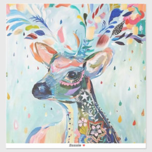 Pretty Modern Deer Art Flower Antlers