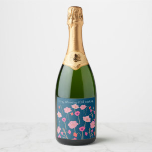 Pretty Modern Floral Birthday With Custom Age Sparkling Wine Label