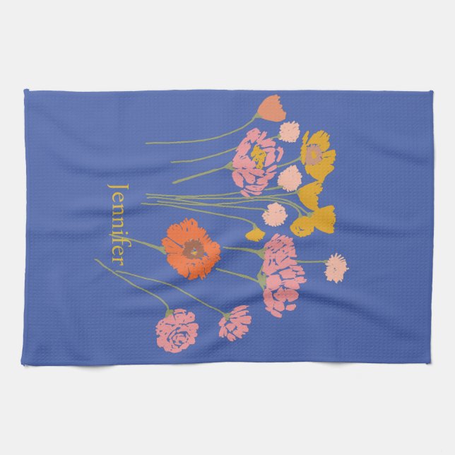 Pretty Modern Floral  Kitchen Towel (Horizontal)