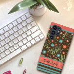 Pretty Modern Floral Stripe NameInspirivity  Samsung Galaxy Case<br><div class="desc">This cheerful and colourful Inspirivity cell phone case will be the perfect addition to your phone. The fun coloured flowers is perfect for any age. Add a name to personalize this colourful case. Lots of new phone cases added in my Zazzle shop. For more of my daily inspirational artwork, check...</div>