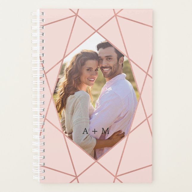 Pretty Modern Geometric Rose Gold | Blush | Photo Planner (Front)
