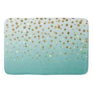 Pretty modern girly faux gold glitter confetti bath mat