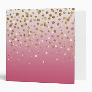 Pretty modern girly faux gold glitter confetti binder
