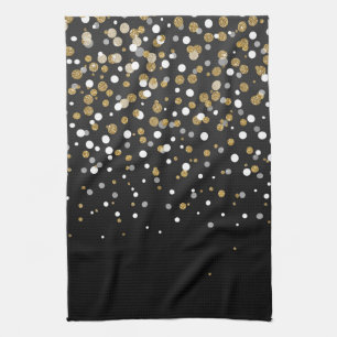 Pretty modern girly faux gold glitter confetti kitchen towel