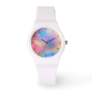 Pretty Modern gradient watercolor Rainbow backgrou Watch
