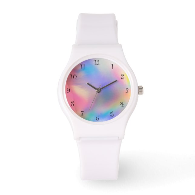Pretty Modern gradient watercolor Rainbow backgrou Watch (Front)