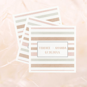 Pretty Modern Neutral Stripes Personalized Napkin