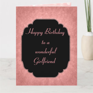 Pretty modern pink Happy Birthday Girlfriend Card