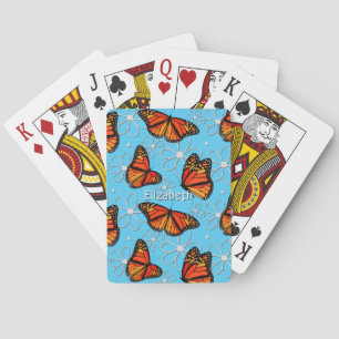 pretty Monarch butterflies pattern personalized Playing Cards