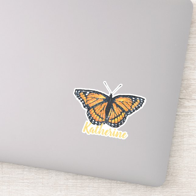 Pretty Monarch Butterfly Artwork with Name Sticker (Detail)