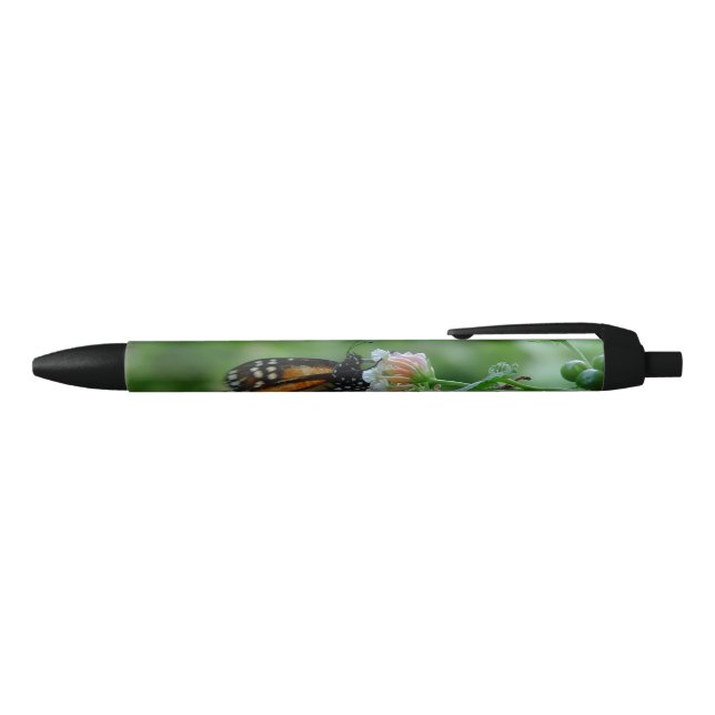 Pretty Monarch Butterfly Floral  Blue Ink Pen (Top)