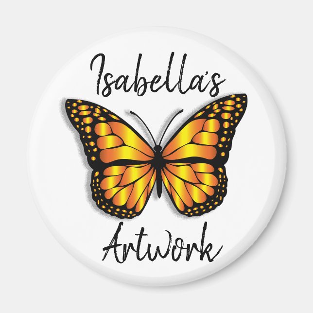 Pretty Monarch Butterfly Personalized Name Magnet (Front)
