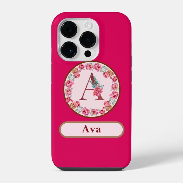 Pretty Monogram A Floral  iPhone Case (Back)