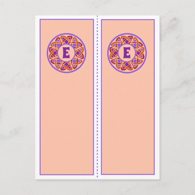 Pretty Monogram E Bookmark Postcard (Front)