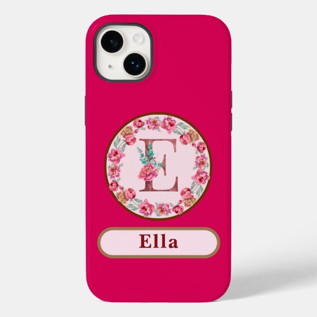 Pretty Monogram E Floral  Case-Mate iPhone Case (Back)