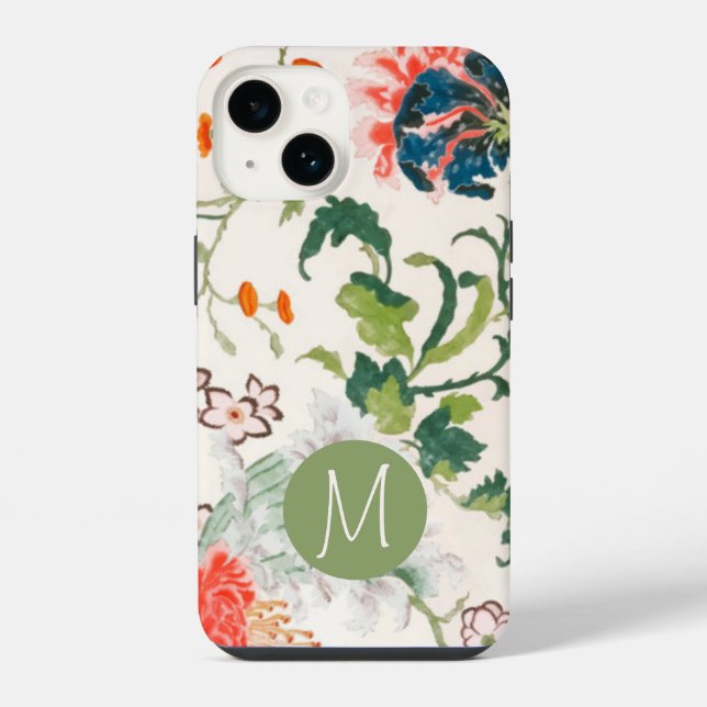 Pretty Monogram Floral Design iPhone Case (Back)