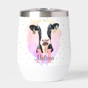 Pretty Monogram Girls Name Pink Cute Holstein Cow